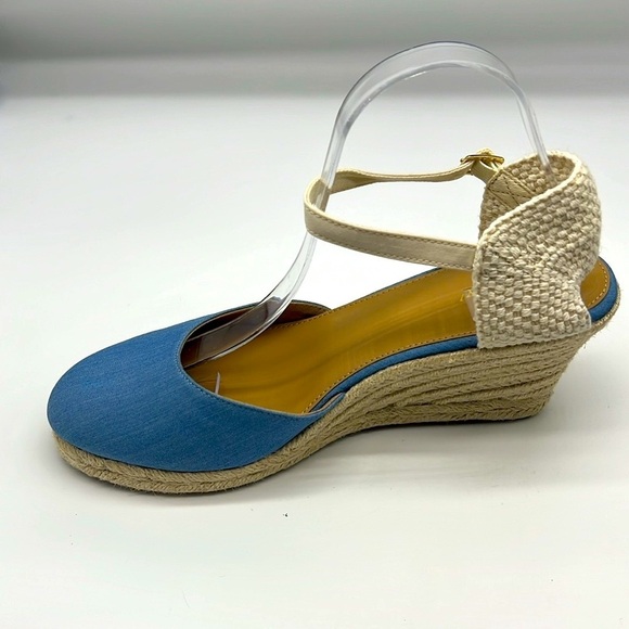 J.Crew - Blue Espadrille Adjustable Ankle Strap Round Toe Comfortable Wedges 10 - Picture 7 of 13